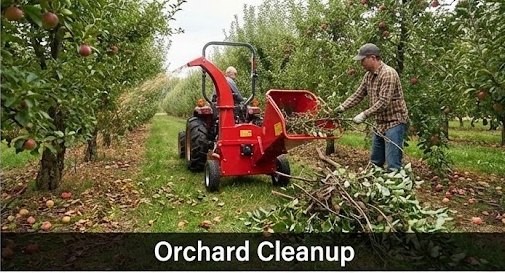 SOROB GCS-100 gasoline chipper shredder processing prunings in vineyard