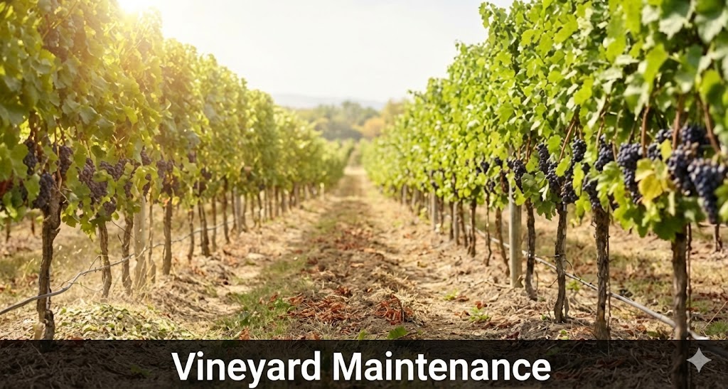 Mobile gasoline wood chipper moving between orchard rows